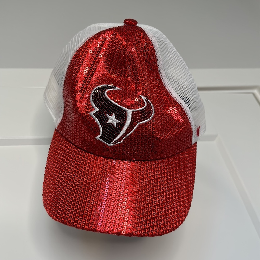 Brand New Red Texans NFL Sequin Hat